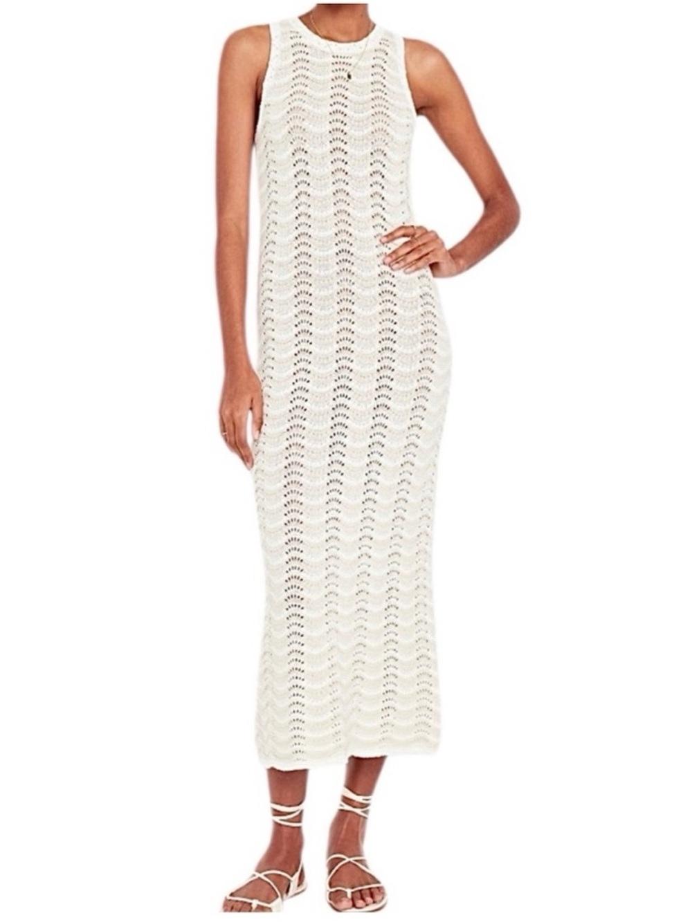 Sleeveless Crochet Maxi Dress/Cover-Up